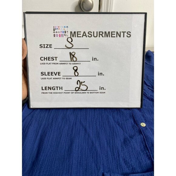 Raga Womens Button Front Shirt Blue Short Sleeve Crew Neck Sheer Pintuck S New - Picture 3 of 7